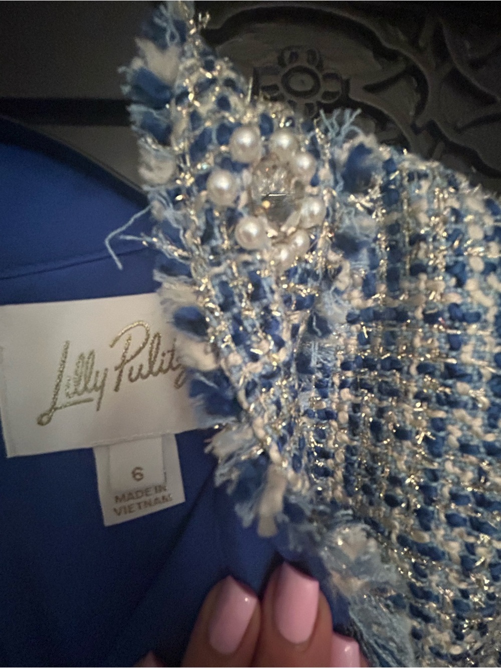 Lilly Pulitzer Teddy Dress -metallic Tweed with crystal embellishments-NWOT!! - Picture 5 of 5